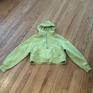 Lululemon green oversized half-zip scuba hoodie size xs/s